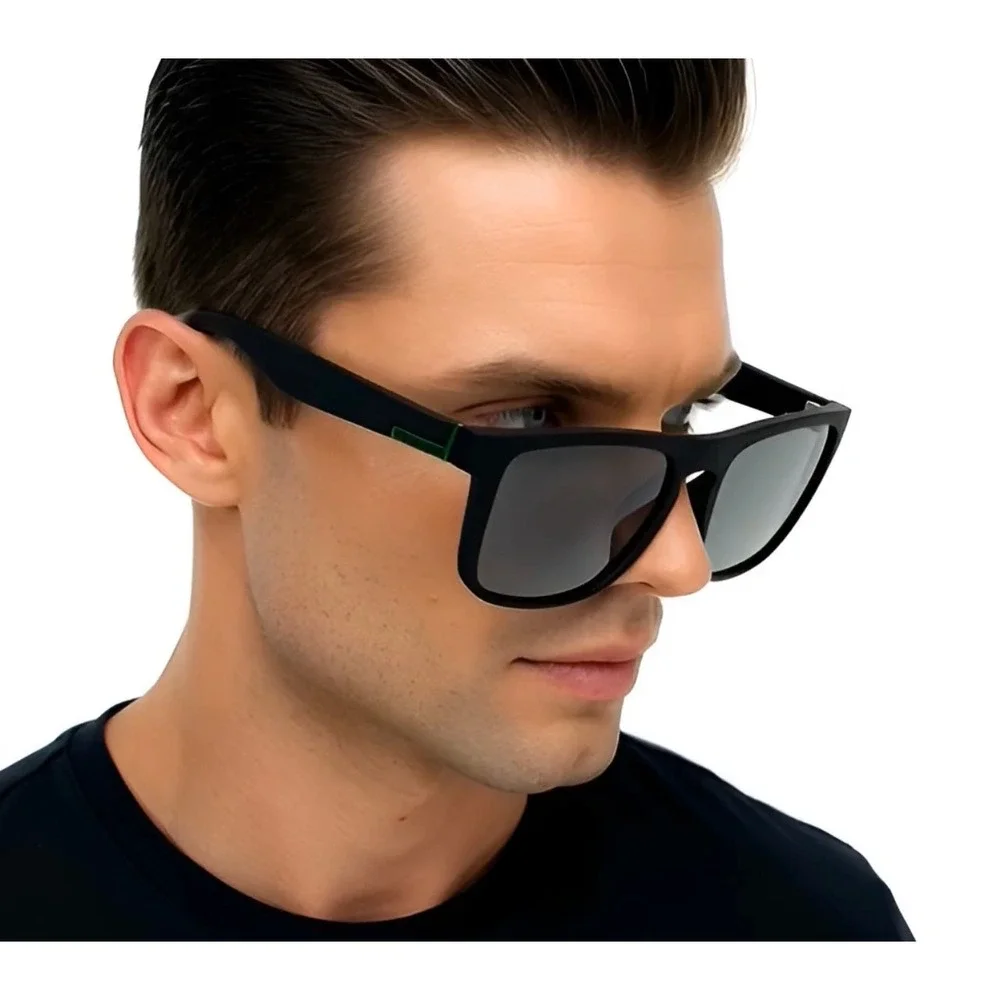 Mens Black Polarized Sunglasses Square Frame Sport Wrap Outdoor Hip Hop Gangster